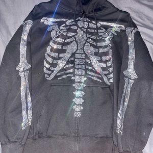 “Lost souls” V.2 Skeleton Swarovski zip up
